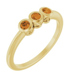 71996 Ring Set 14K Yellow Natural Citrine Round 2.5 Mm Polished Natural Citrine 3-Stone Ring