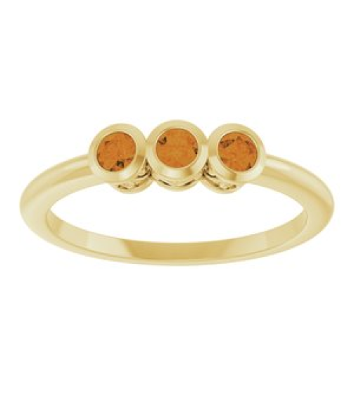 71996 Ring Set 14K Yellow Natural Citrine Round 2.5 Mm Polished Natural Citrine 3-Stone Ring