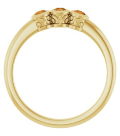 71996 Ring Set 14K Yellow Natural Citrine Round 2.5 Mm Polished Natural Citrine 3-Stone Ring