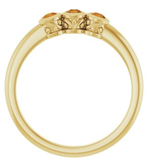 71996 Ring Set 14K Yellow Natural Citrine Round 2.5 Mm Polished Natural Citrine 3-Stone Ring
