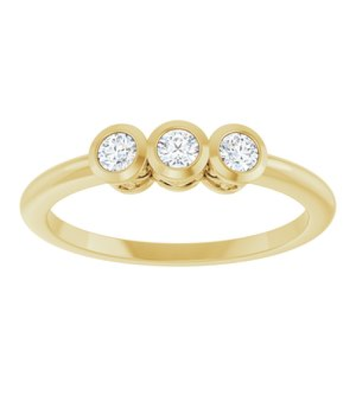 71996 Ring Set 14K Yellow Natural Diamond Round 2.5 Mm Polished 15 Ctw Natural Diamond 3-Stone Ring