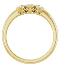 71996 Ring Set 14K Yellow Natural Diamond Round 2.5 Mm Polished 15 Ctw Natural Diamond 3-Stone Ring