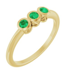 71996 Ring Set 14K Yellow Natural Emerald Round 2.5 Mm Polished Natural Emerald 3-Stone Ring