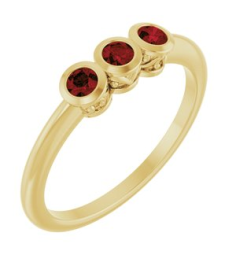 71996 Ring Set 14K Yellow Natural Mozambique Garnet Round 2.5 Mm Polished Natural Mozambique Garnet 3-Stone Ring