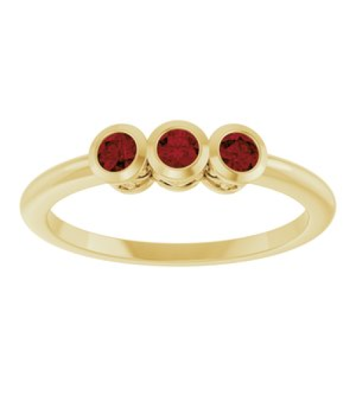 71996 Ring Set 14K Yellow Natural Mozambique Garnet Round 2.5 Mm Polished Natural Mozambique Garnet 3-Stone Ring