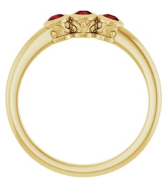 71996 Ring Set 14K Yellow Natural Mozambique Garnet Round 2.5 Mm Polished Natural Mozambique Garnet 3-Stone Ring