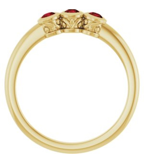 71996 Ring Set 14K Yellow Natural Mozambique Garnet Round 2.5 Mm Polished Natural Mozambique Garnet 3-Stone Ring