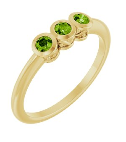 71996 Ring Set 14K Yellow Natural Peridot Round 2.5 Mm Polished Natural Peridot 3-Stone Ring