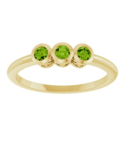 71996 Ring Set 14K Yellow Natural Peridot Round 2.5 Mm Polished Natural Peridot 3-Stone Ring