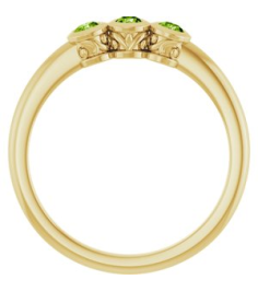 71996 Ring Set 14K Yellow Natural Peridot Round 2.5 Mm Polished Natural Peridot 3-Stone Ring
