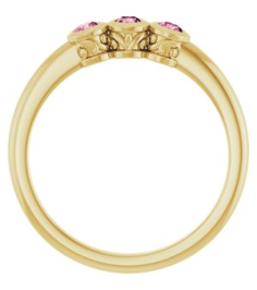 71996 Ring Set 14K Yellow Natural Pink Tourmaline Round 2.5 Mm Polished Natural Pink Tourmaline 3-Stone Ring