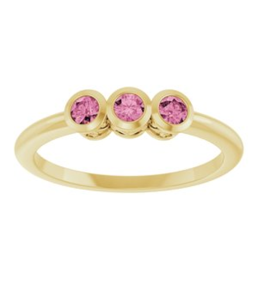 71996 Ring Set 14K Yellow Natural Pink Tourmaline Round 2.5 Mm Polished Natural Pink Tourmaline 3-Stone Ring