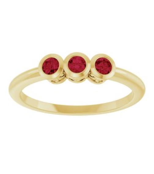 71996 Ring Set 14K Yellow Natural Ruby Round 2.5 Mm Polished Natural Ruby 3-Stone Ring