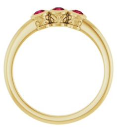 71996 Ring Set 14K Yellow Natural Ruby Round 2.5 Mm Polished Natural Ruby 3-Stone Ring
