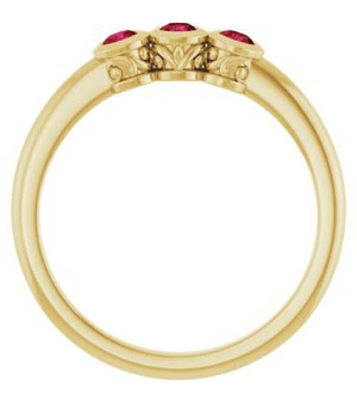 71996 Ring Set 14K Yellow Natural Ruby Round 2.5 Mm Polished Natural Ruby 3-Stone Ring