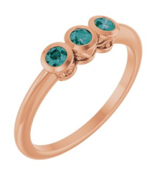 71996 Ring Set 14K Rose Natural Alexandrite Round 2.5 Mm Polished Natural Alexandrite 3-Stone Ring