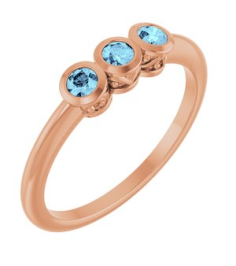 71996 Ring Set 14K Rose Natural Aquamarine Round 2.5 Mm Polished Natural Aquamarine 3-Stone Ring