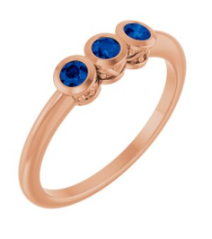 71996 Ring Set 14K Rose Natural Blue Sapphire Round 2.5 Mm Polished Natural Blue Sapphire 3-Stone Ring