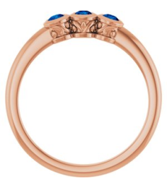 71996 Ring Set 14K Rose Natural Blue Sapphire Round 2.5 Mm Polished Natural Blue Sapphire 3-Stone Ring