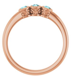 71996 Ring Set 14K Rose Natural Blue Zircon Round 2.5 Mm Polished Natural Blue Zircon 3-Stone Ring