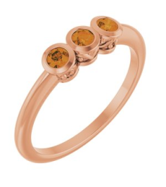 71996 Ring Set 14K Rose Natural Citrine Round 2.5 Mm Polished Natural Citrine 3-Stone Ring