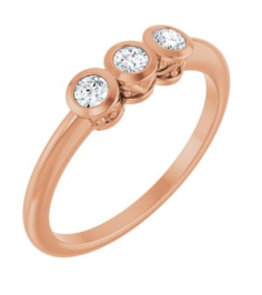 71996 Ring Set 14K Rose Natural Diamond Round 2.5 Mm Polished 15 Ctw Natural Diamond 3-Stone Ring