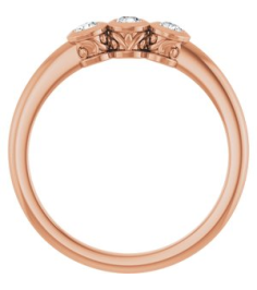 71996 Ring Set 14K Rose Natural Diamond Round 2.5 Mm Polished 15 Ctw Natural Diamond 3-Stone Ring