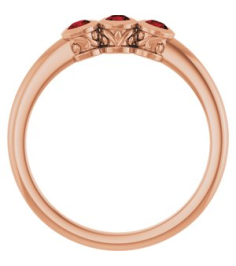 71996 Ring Set 14K Rose Natural Mozambique Garnet Round 2.5 Mm Polished Natural Mozambique Garnet 3-Stone Ring