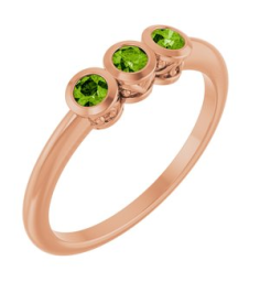 71996 Ring Set 14K Rose Natural Peridot Round 2.5 Mm Polished Natural Peridot 3-Stone Ring