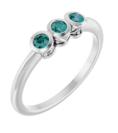 71996 Ring Set Platinum Natural Alexandrite Round 2.5 Mm Polished Natural Alexandrite 3-Stone Ring