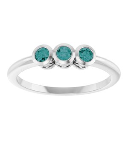 71996 Ring Set Platinum Natural Alexandrite Round 2.5 Mm Polished Natural Alexandrite 3-Stone Ring