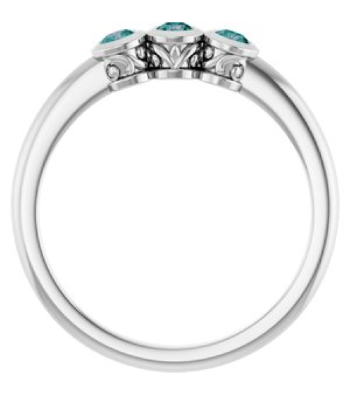 71996 Ring Set Platinum Natural Alexandrite Round 2.5 Mm Polished Natural Alexandrite 3-Stone Ring