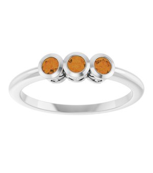 71996 Ring Set Platinum Natural Citrine Round 2.5 Mm Polished Natural Citrine 3-Stone Ring