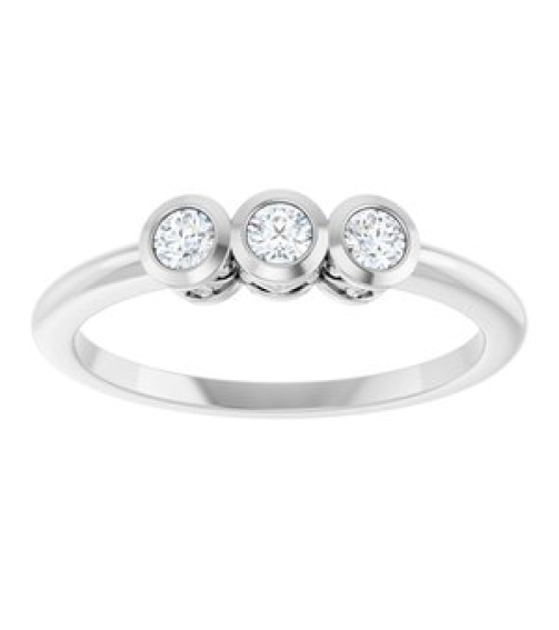 71996 Ring Set Platinum Natural Diamond Round 2.5 Mm Polished 15 Ctw Natural Diamond 3-Stone Ring