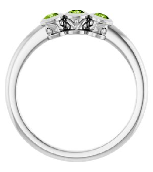 71996 Ring Set Sterling Silver Natural Peridot Round 2.5 Mm Polished Natural Peridot 3-Stone Ring