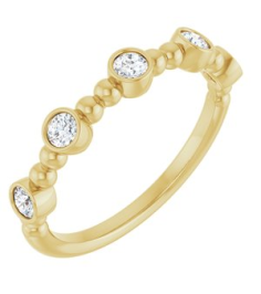 71991 Ring Set 14K Yellow Natural Diamond Round 2.5 Mm Polished 13 Ctw Natural Diamond Stackable Beaded Ring
