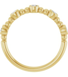 71991 Ring Set 14K Yellow Natural Diamond Round 2.5 Mm Polished 13 Ctw Natural Diamond Stackable Beaded Ring
