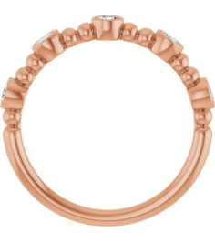 71991 Ring Set 14K Rose Natural Diamond Round 2.5 Mm Polished 13 Ctw Natural Diamond Stackable Beaded Ring