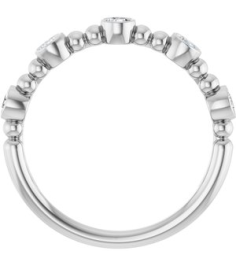 71991 Ring Set Platinum Natural Diamond Round 2.5 Mm Polished 13 Ctw Natural Diamond Stackable Beaded Ring