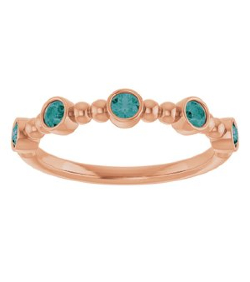 71991 Ring Set 14K Rose Natural Alexandrite Round 2.5 Mm Polished Natural Alexandrite Stackable Beaded Ring