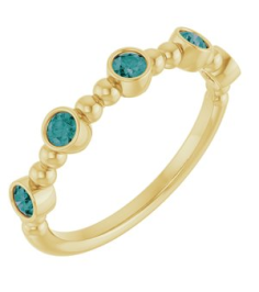 71991 Ring Set 14K Yellow Lab-Grown Alexandrite Round 2.5 Mm Polished Lab-Grown Alexandrite Stackable Beaded Ring