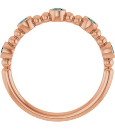 71991 Ring Set 14K Rose Lab-Grown Alexandrite Round 2.5 Mm Polished Lab-Grown Alexandrite Stackable Beaded Ring