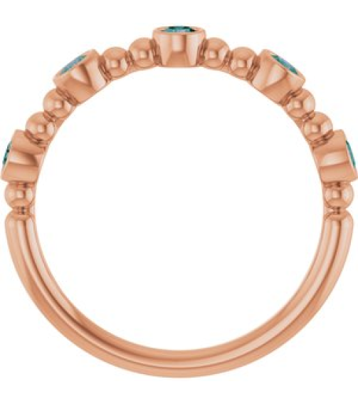 71991 Ring Set 14K Rose Lab-Grown Alexandrite Round 2.5 Mm Polished Lab-Grown Alexandrite Stackable Beaded Ring