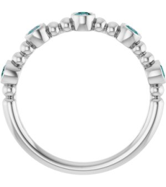 71991 Ring Set Sterling Silver Lab-Grown Alexandrite Round 2.5 Mm Polished Lab-Grown Alexandrite Stackable Beaded Ring