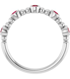 71991 Ring Set 14K White Lab-Grown Ruby Round 2.5 Mm Polished Lab-Grown Ruby Stackable Beaded Ring