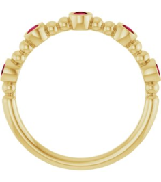 71991 Ring Set 14K Yellow Lab-Grown Ruby Round 2.5 Mm Polished Lab-Grown Ruby Stackable Beaded Ring