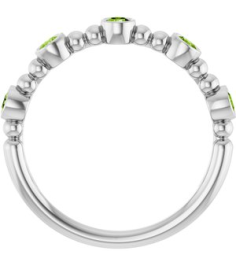 71991 Ring Set 14K White Natural Peridot Round 2.5 Mm Polished Natural Peridot Stackable Beaded Ring