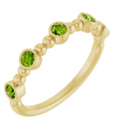 71991 Ring Set 14K Yellow Natural Peridot Round 2.5 Mm Polished Natural Peridot Stackable Beaded Ring