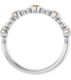 71991 Ring Set 14K White Natural Citrine Round 2.5 Mm Polished Natural Citrine Stackable Beaded Ring