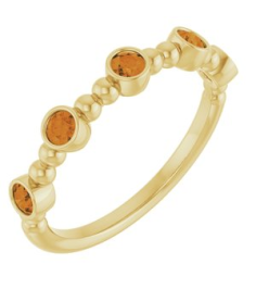 71991 Ring Set 14K Yellow Natural Citrine Round 2.5 Mm Polished Natural Citrine Stackable Beaded Ring